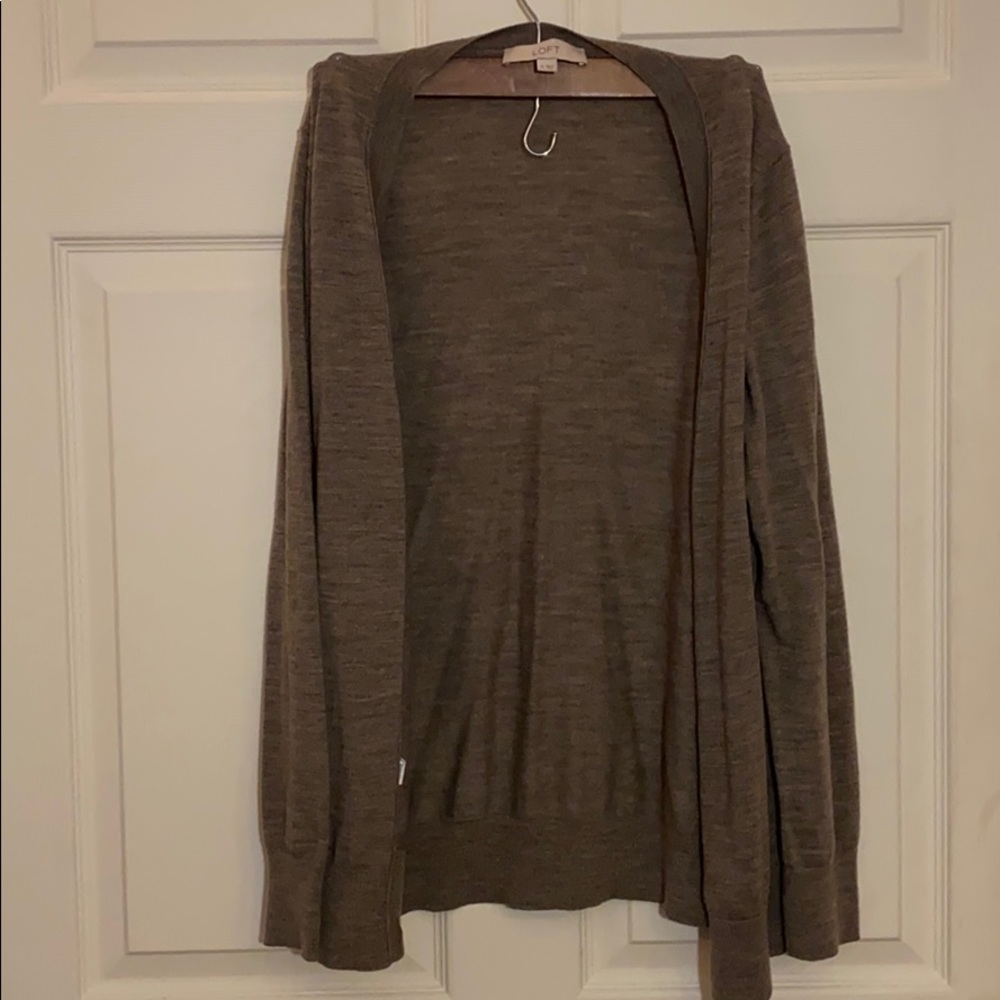 Ann Taylor LOFT Brown Wool Cardigan with Buttons